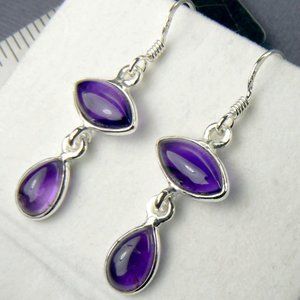 5.50 CT Genuine AMETHYST Sterling Silver Earrings